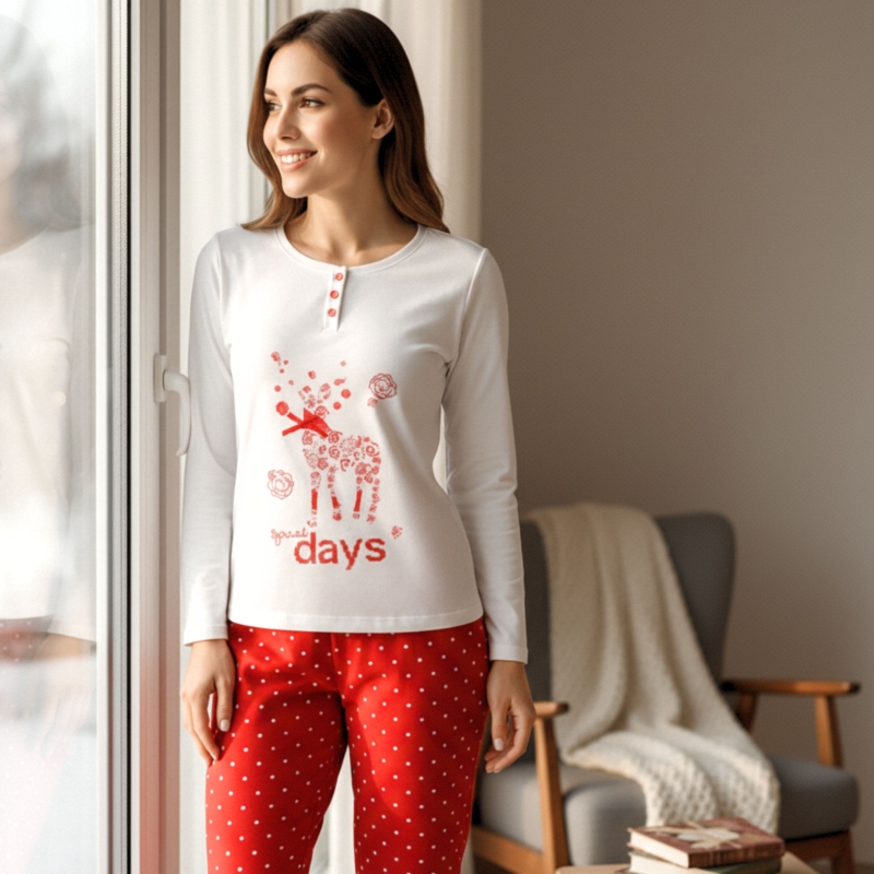 Infiore piżama damska świąteczna w domowym wnętrzu Model