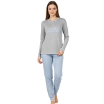 INFIORE Piżama Damska Długi Rękaw Guziki Kieszeń GRIOGIO