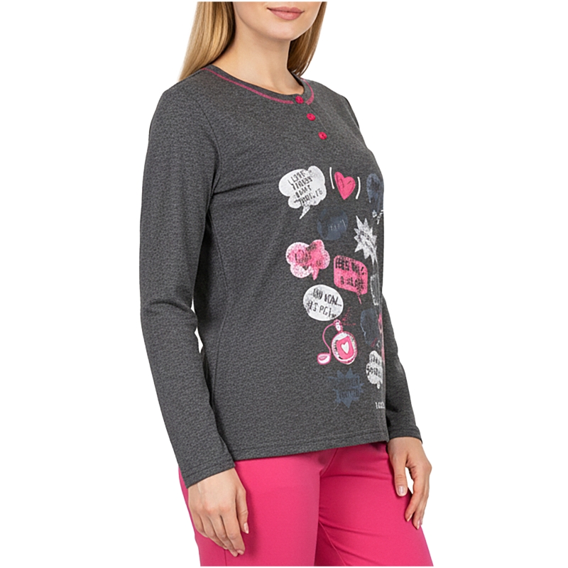 Infiore piżama damska grafitowa z długim rękawem