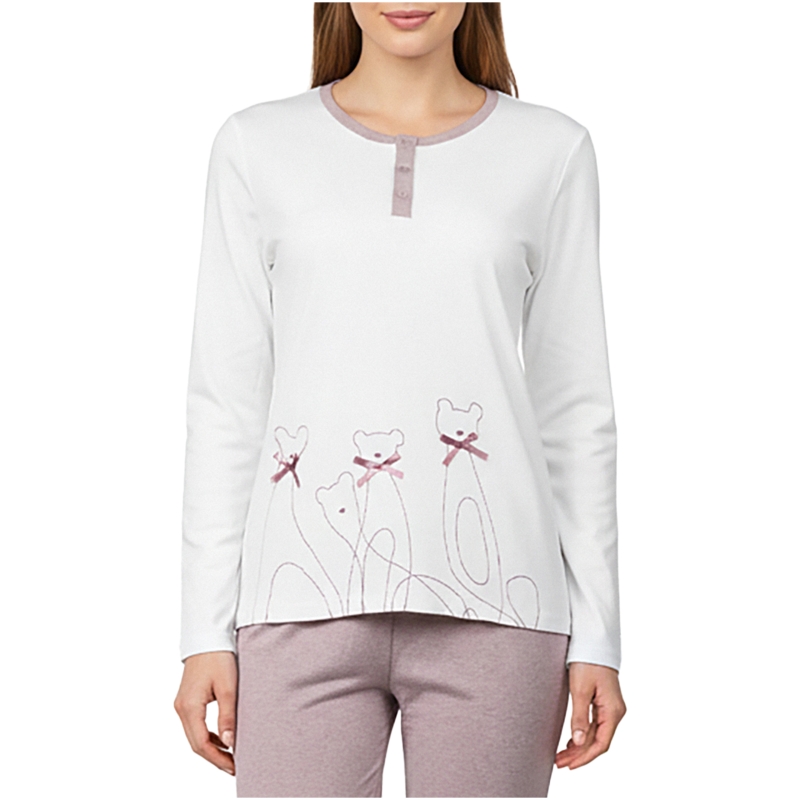 Infiore piżama damska biała z długim rękawem