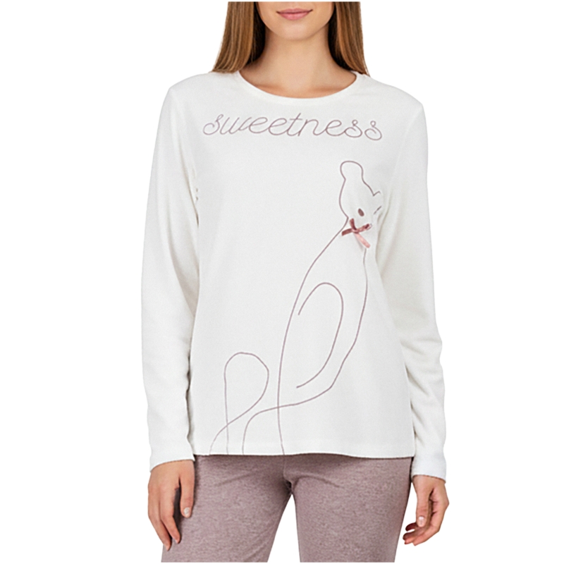 Infiore piżama damska biała z długim rękawem