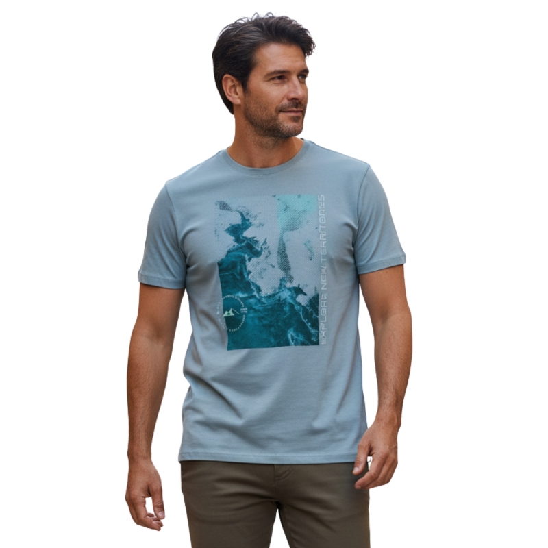 4F T-shirt Koszulka błękitna Model