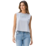 4F Koszulka Damska Crop Top Szara Bawełniana Nadruk