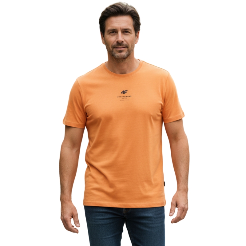4F T-shirt Koszulka TTSHM363 Pomarańczowa Model