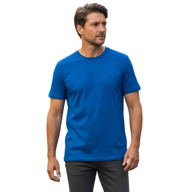 4F T-shirt Koszulka Męska TTSHM536 Niebieska Model