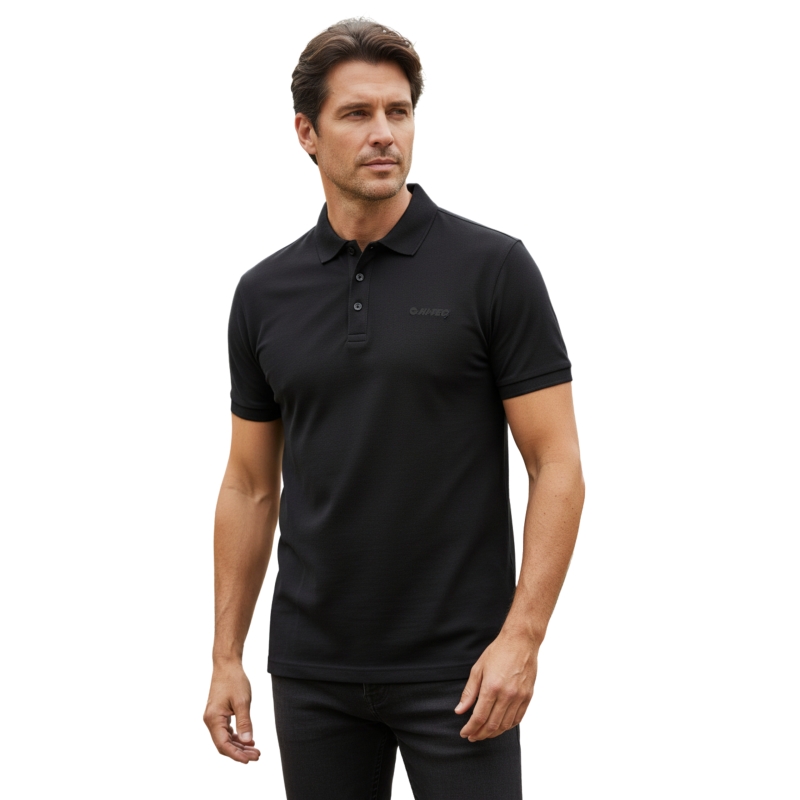 HI-TEC koszulka męska ROMSO – czarna bawełniana polo, Model
