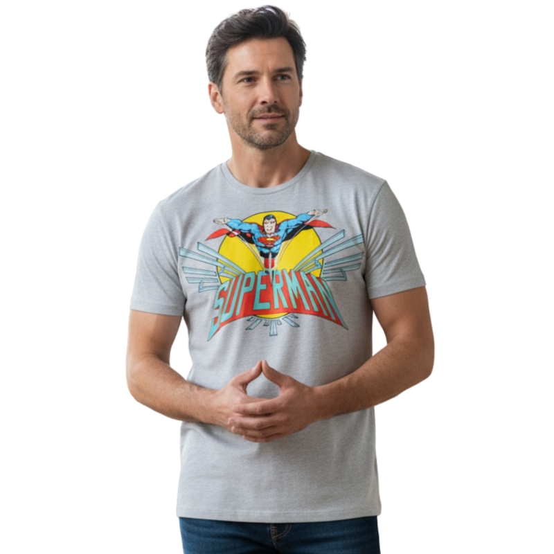 Koszulka męska Superman – czarny T-shirt z nadrukiem logo na piersi Model