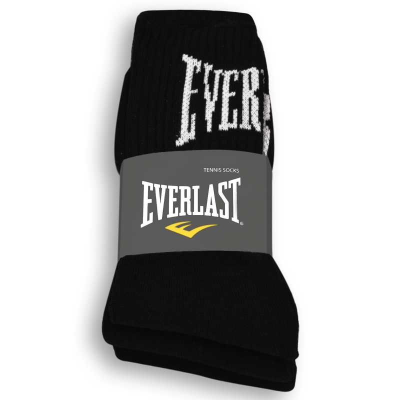 Czarne długie skarpety Everlast w opakowaniu z logo.