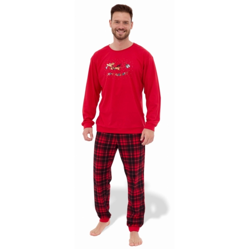 CORNETTE Piżama Świąteczna Męska 115/255 Bawełniana Czerwona Model