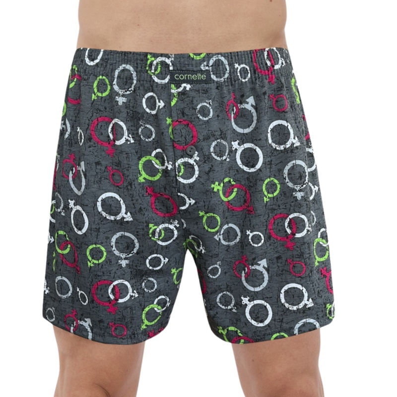 Bokserki męskie Cornette grafitowe z symbolami płci