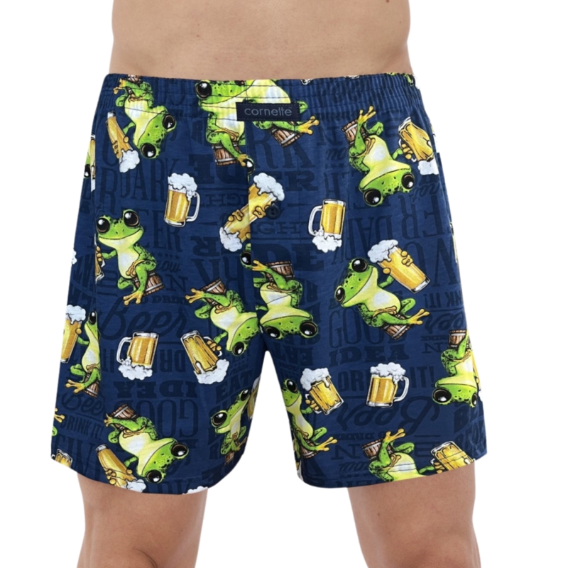 Bokserki męskie Cornette granatowe z żabami i piwem Model