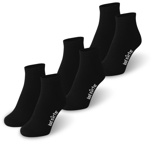 BAD SURFER Skarpety Męskie Zakostki Bawełna BLACK 3 Pary
