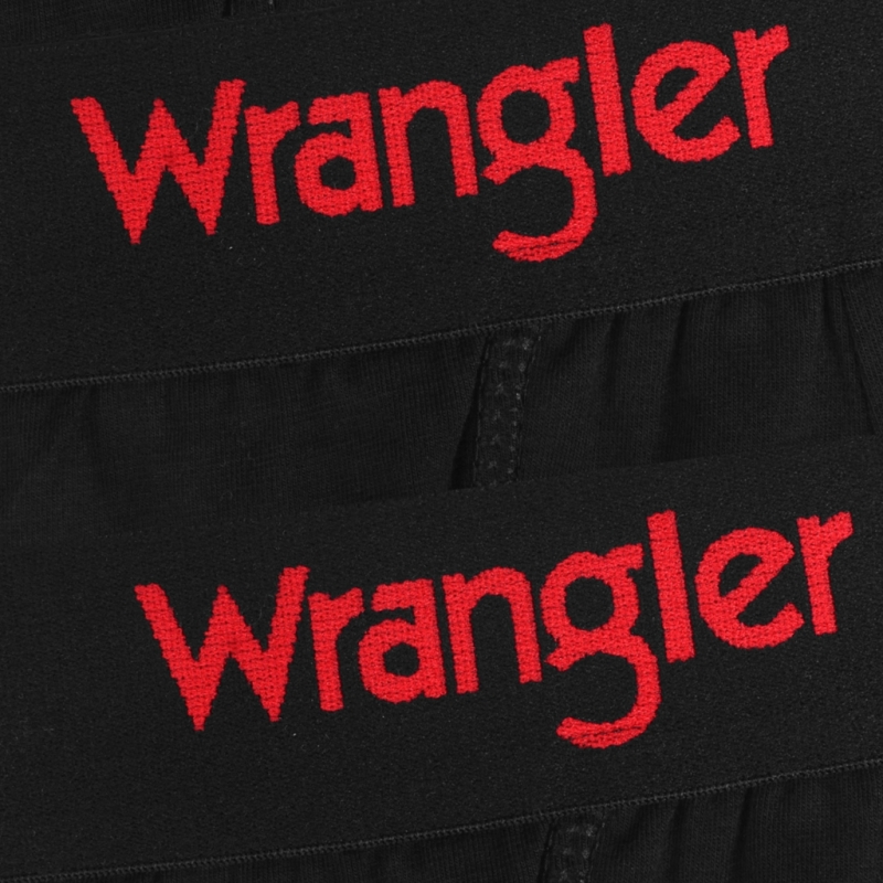 Haftowane czerwone logo Wrangler na czarnych bokserkach