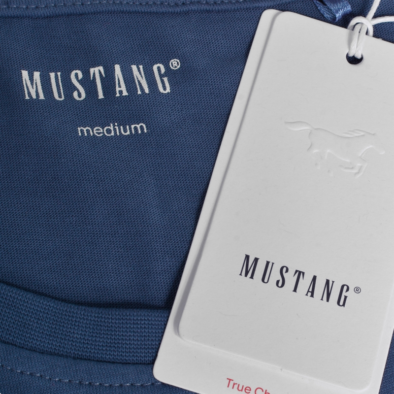 Granatowy T-Shirt Mustang z metką