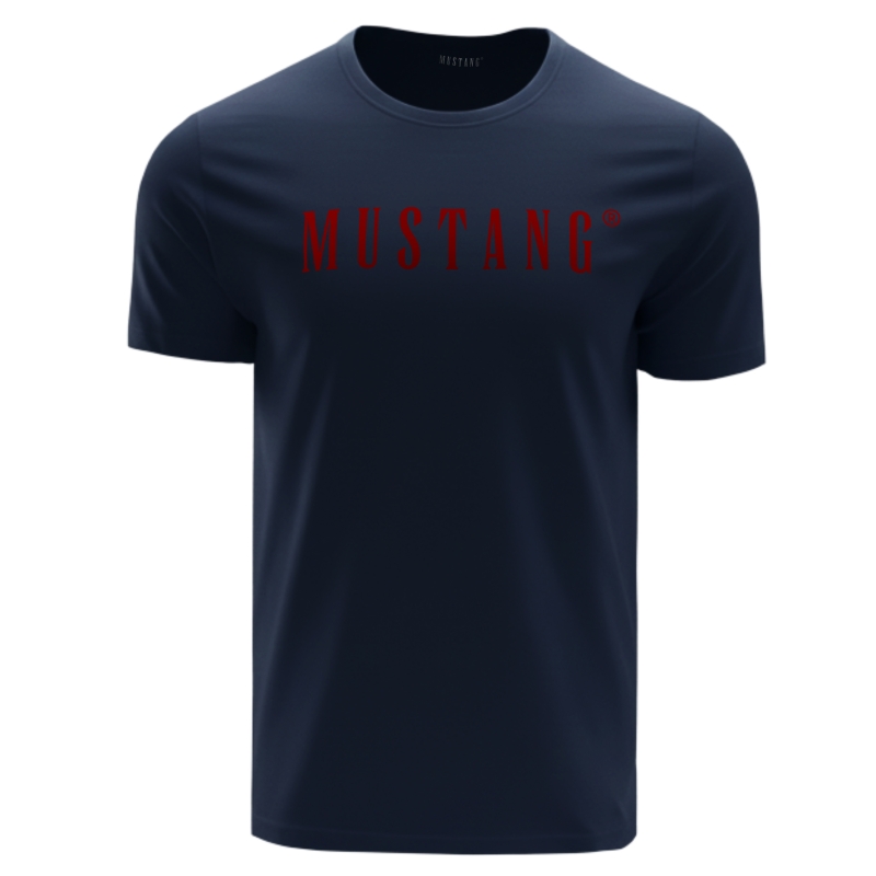Granatowa koszulka męska Mustang z czerwonym logo