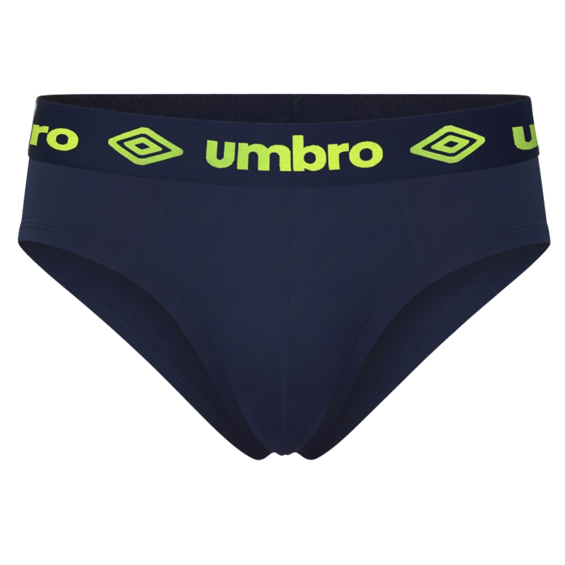 Slipy męskie Umbro granatowe z limonkowym logo na gumie