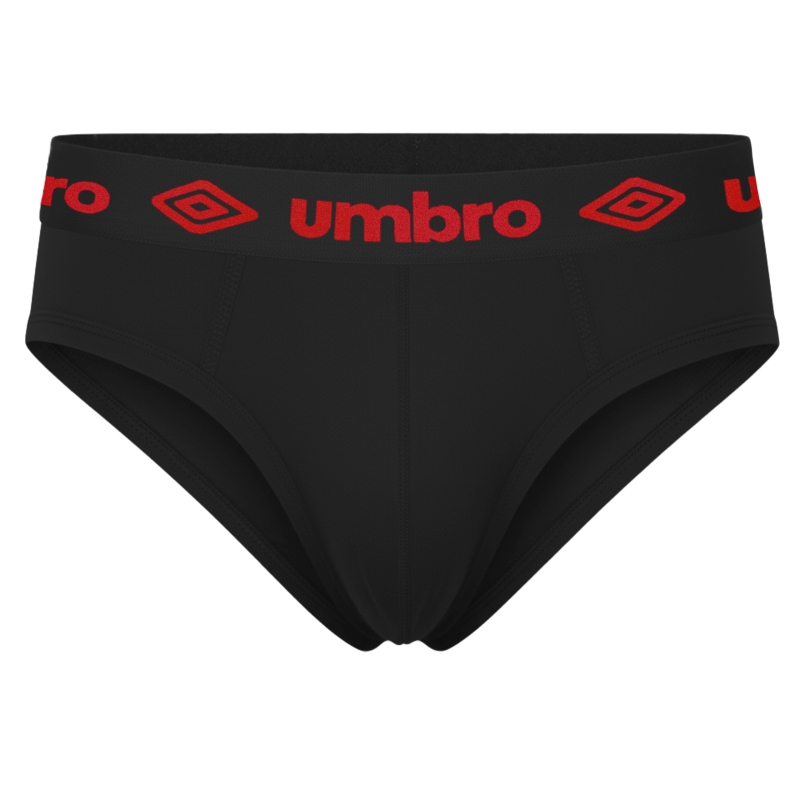 Slipy męskie Umbro czarne z czerwonym logo na gumie