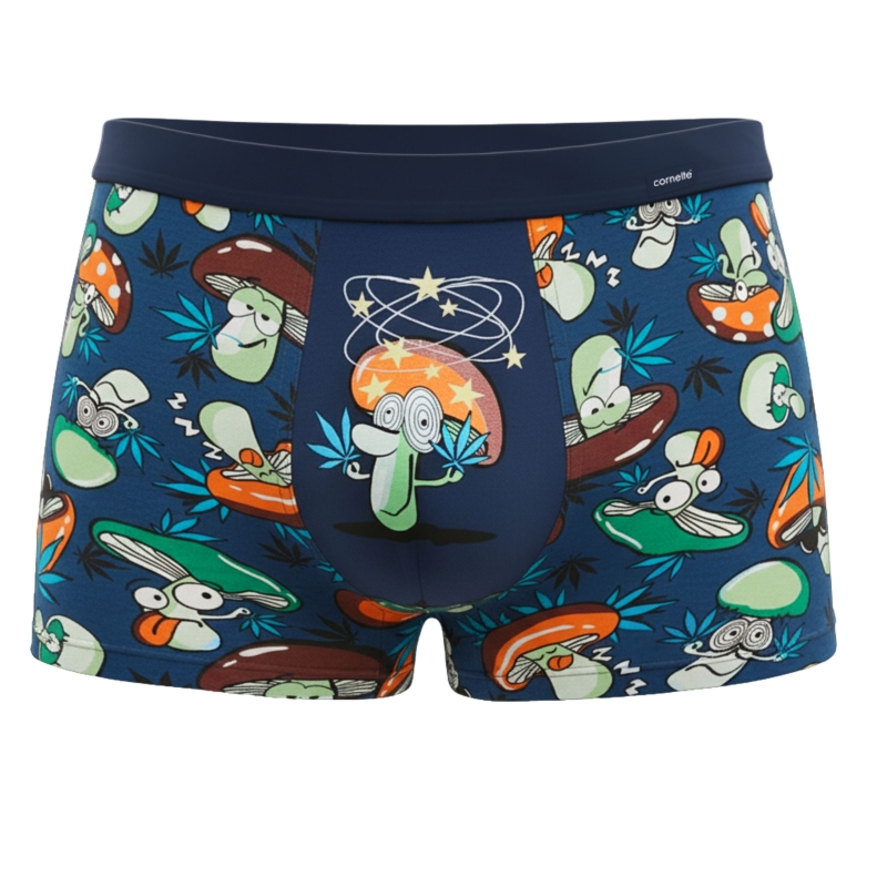 Bokserki męskie Cornette niebieskie z nadrukiem grzybków