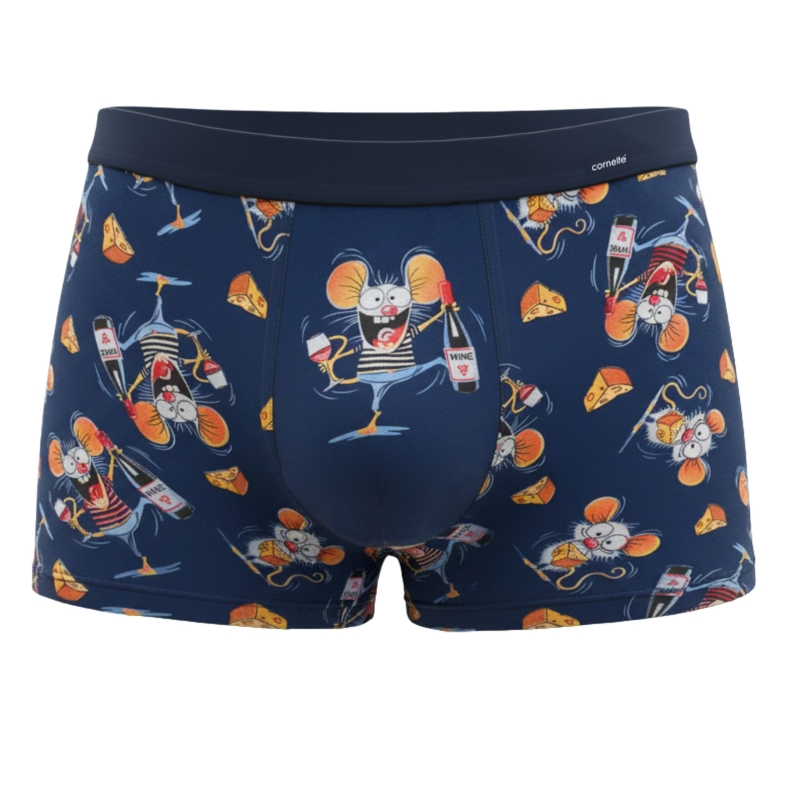 Bokserki męskie Cornette granatowe z myszą i winem
