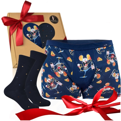 Cornette Zestaw Bokserki Skarpety Męskie Śmieszne Zestaw Prezentowy