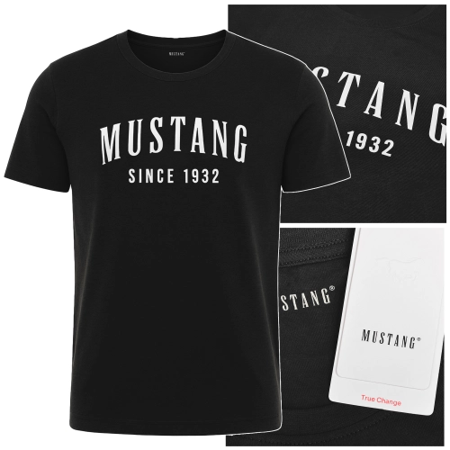 Mustang Koszulka Męska T-shirt Bawełniana 4260 Czarna
