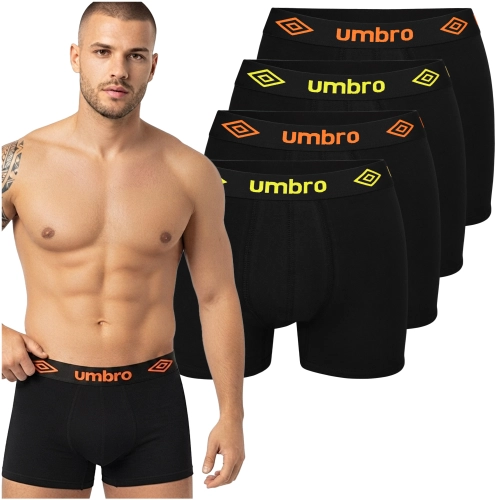 UMBRO Bokserki Męskie 4 sztuki Majtki Bawełniane Czarne Logo