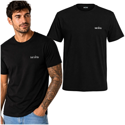 BAD SURFER Koszulka Męska T-shirt Bawełna Basic Czarny