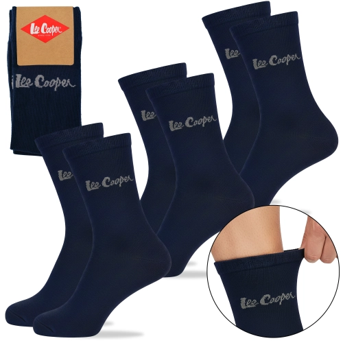 Lee Cooper Skarpety Męskie 3 pary Długie Bawełna Logo Granatowe