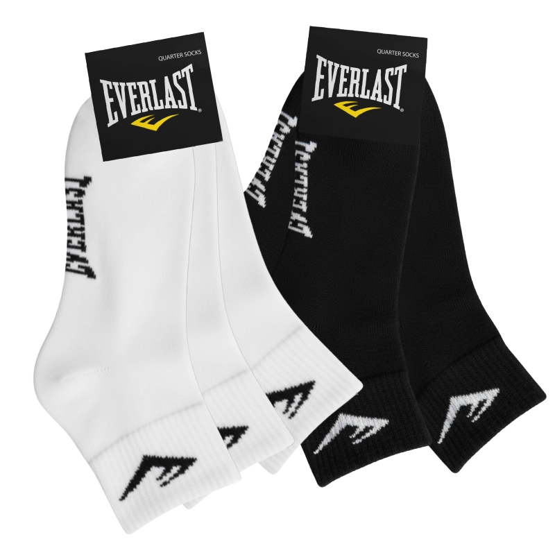 Czarne i białe skarpety Everlast pokazane obok siebie