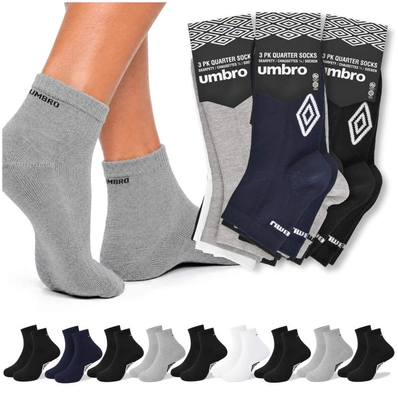 Zestaw 9 par skarpet Umbro Quarter w czterech kolorach