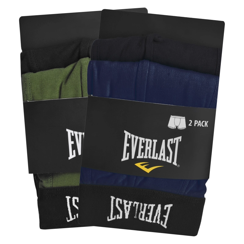 Zestaw bokserek Everlast w czarnych opakowaniach z kolorowymi detalami.