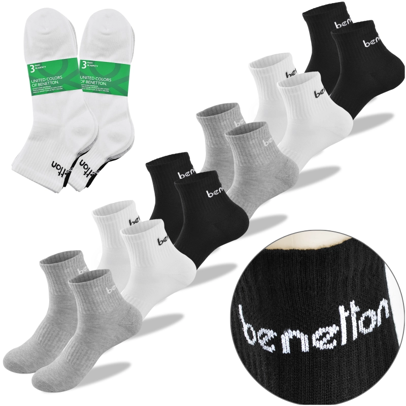 Zestaw skarpet United Colors of Benetton w kolorach czarnym, szarym i białym