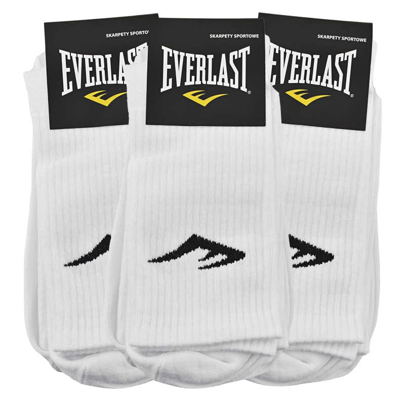 Białe skarpety Everlast w opakowaniach z czarną etykietą