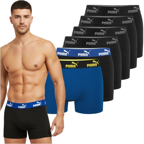 Puma Bokserki Męskie 6 sztuk Majtki Bawełna Black Blue Mix