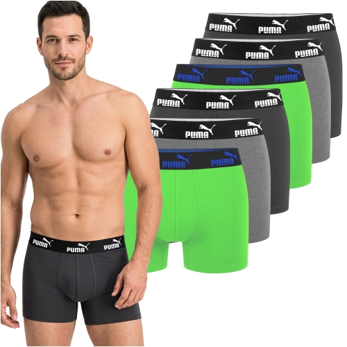 Puma Bokserki Męskie 6 sztuk Majtki Bawełna Neon Green Mix