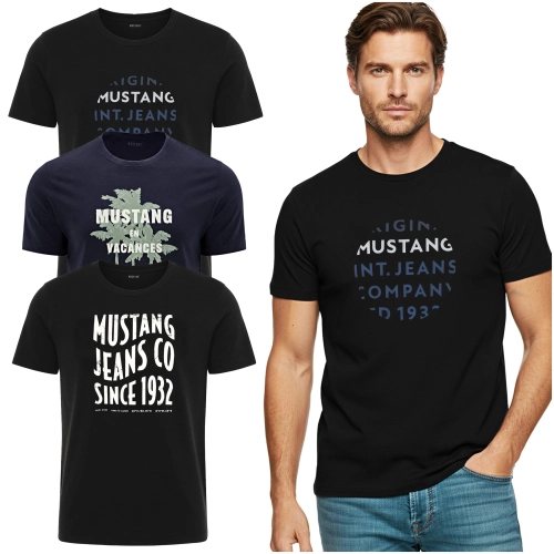 Mustang Zestaw Koszulek Męskich T-shirt Bawełna 3 sztuki