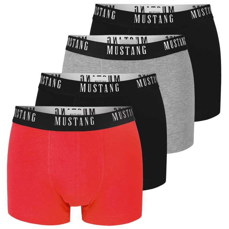 Czarne i czerwone bokserki Mustang z szeroką gumą.