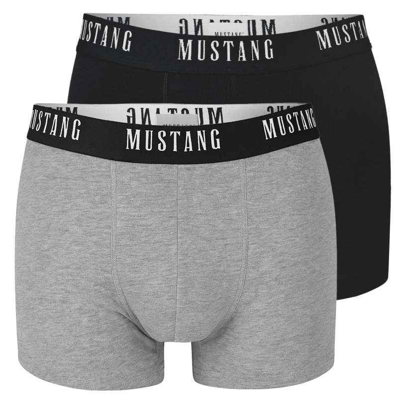 Szare bokserki Mustang z czarną gumą w pasie.