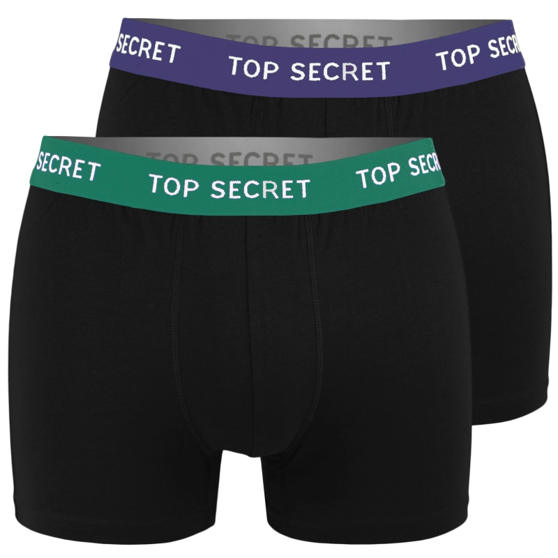 Czarne bokserki męskie TOP SECRET – prezentacja produktu z zestawu 8 sztuk.