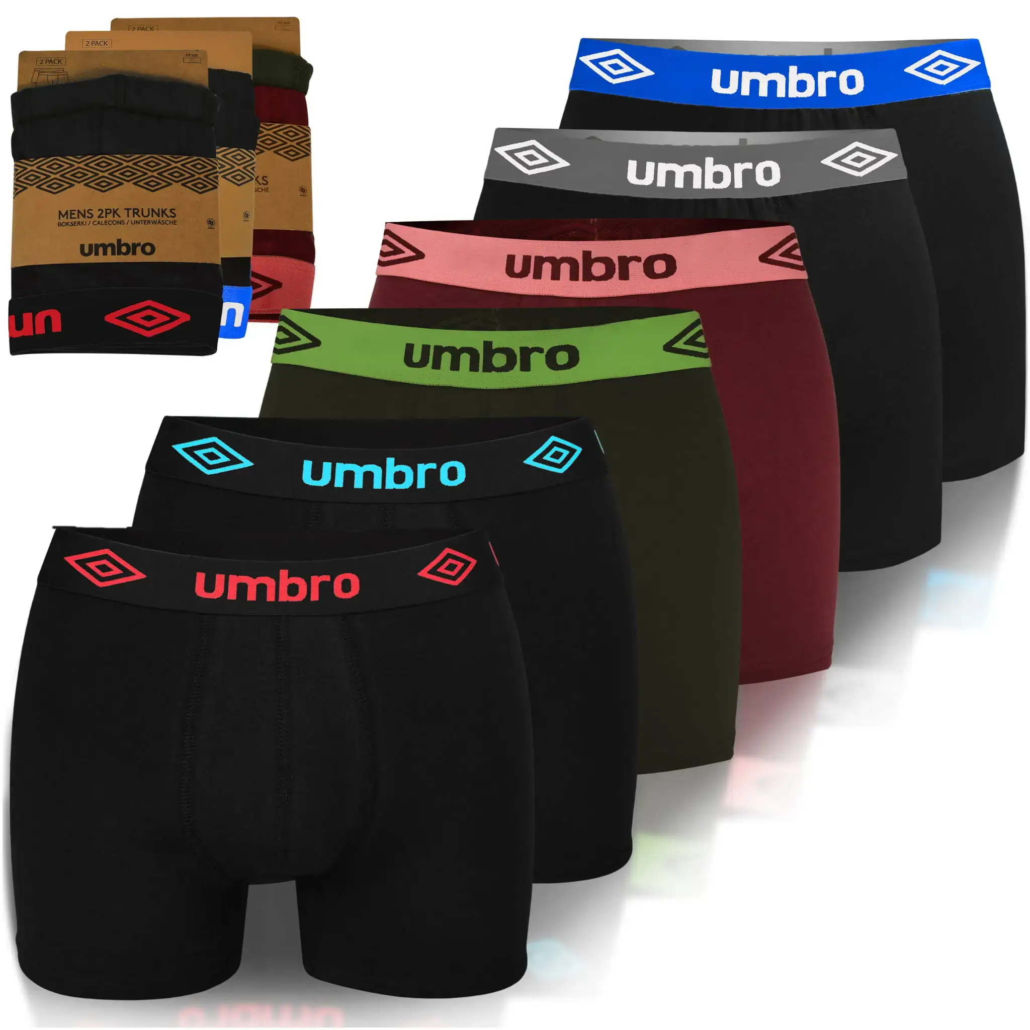 UMBRO Bokserki Męskie Kolorowe 6 Pak 